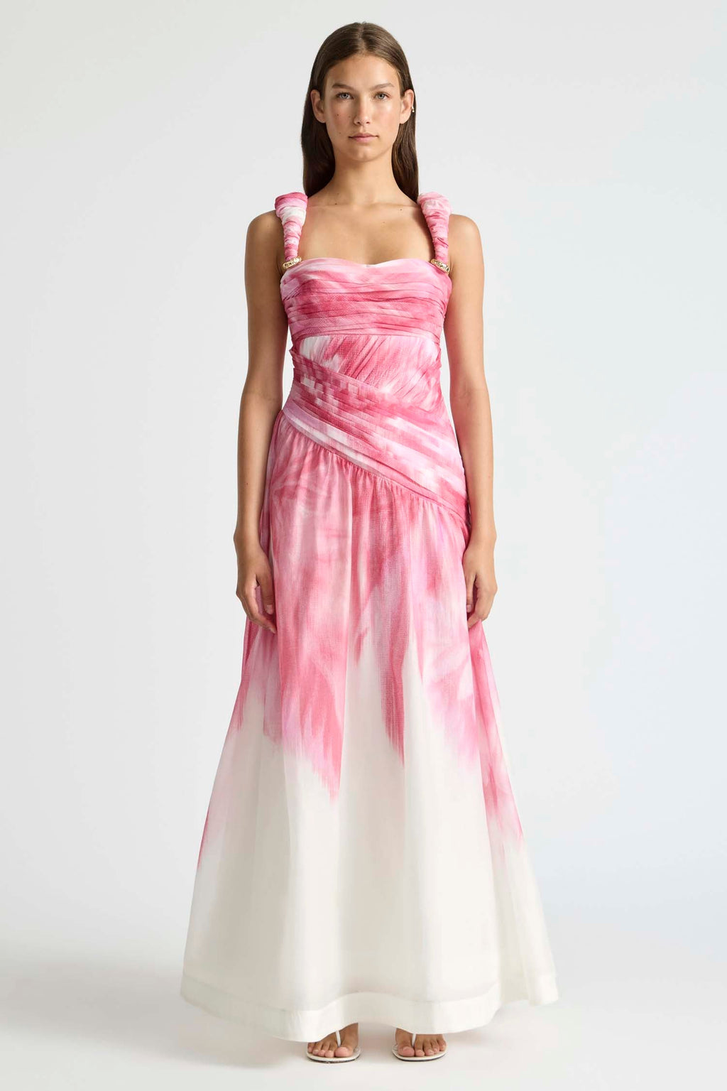 Ruched Strap Gown in Glasshouse