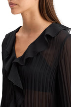 Ruffled LS Top in Evening Black | FINAL SALE