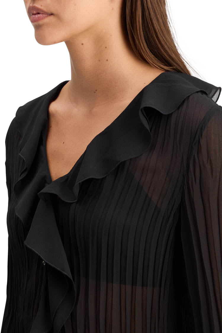 Ruffled LS Top in Evening Black | FINAL SALE