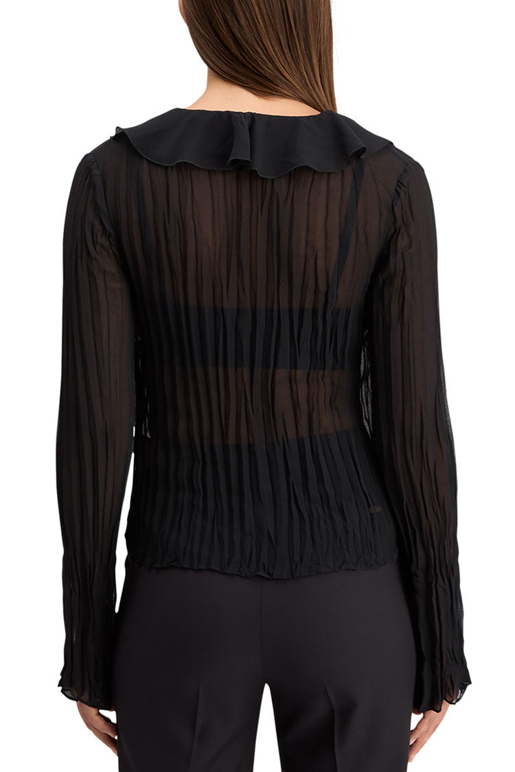 Ruffled LS Top in Evening Black | FINAL SALE