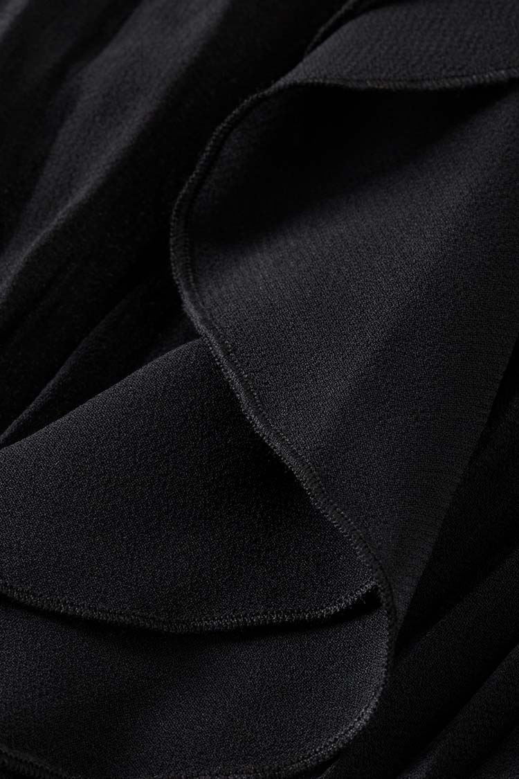 Ruffled LS Top in Evening Black | FINAL SALE
