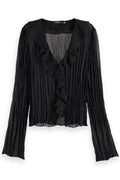 Ruffled LS Top in Evening Black | FINAL SALE