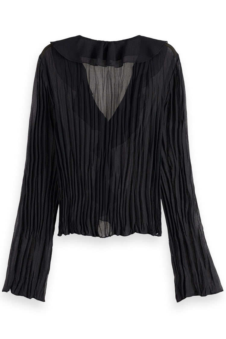 Ruffled LS Top in Evening Black | FINAL SALE