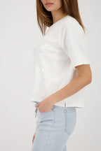 SS Tee w Sequin Detail in Off White