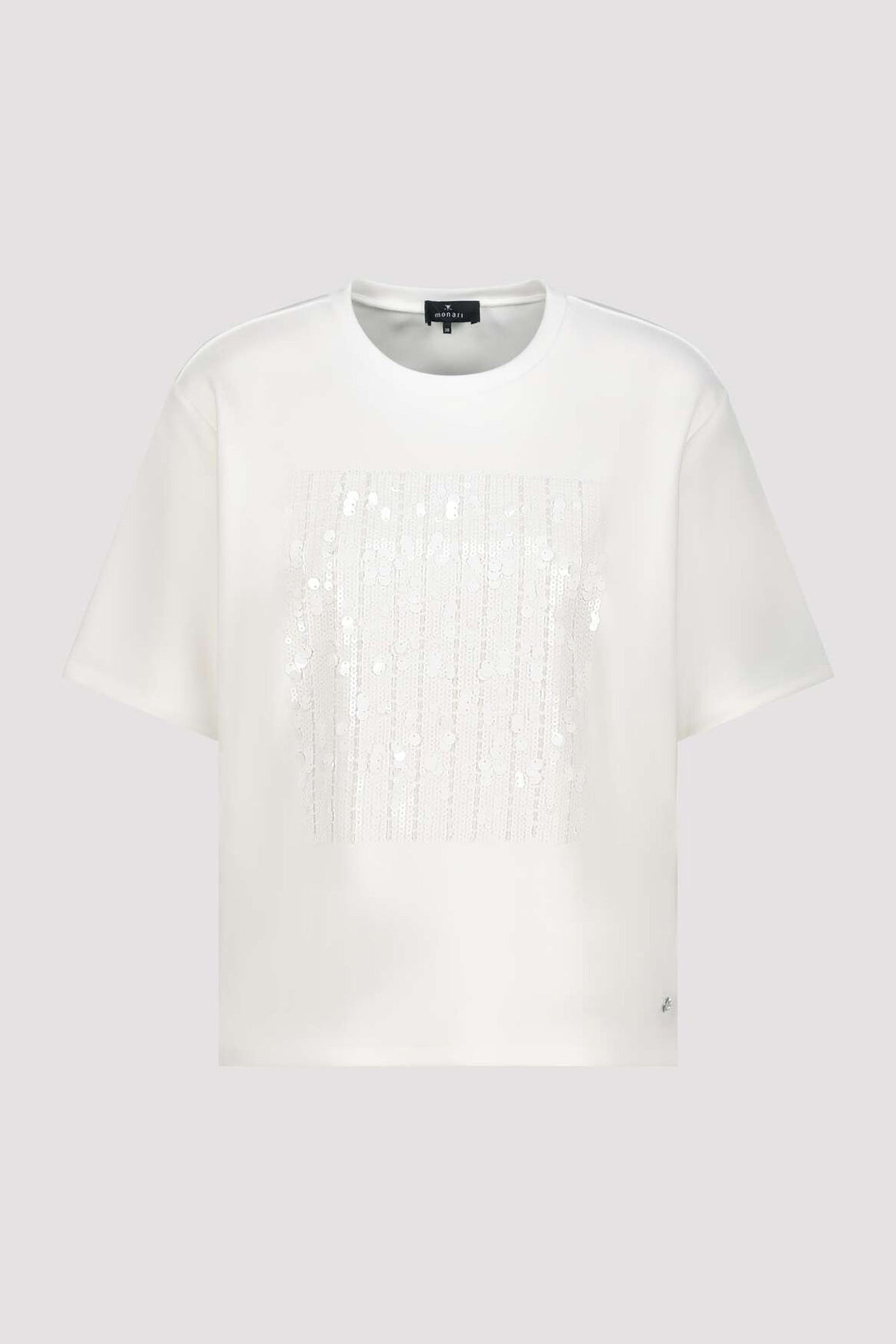 SS Tee w Sequin Detail in Off White