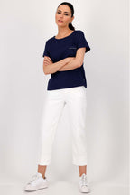 SS Sweatshirt w Pocket in Navy