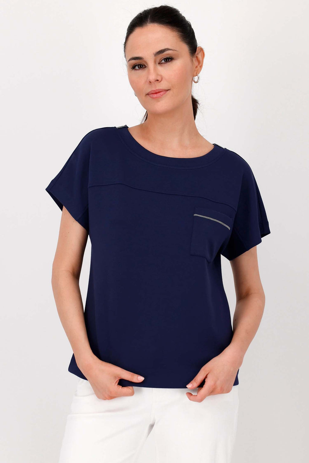 SS Sweatshirt w Pocket in Navy