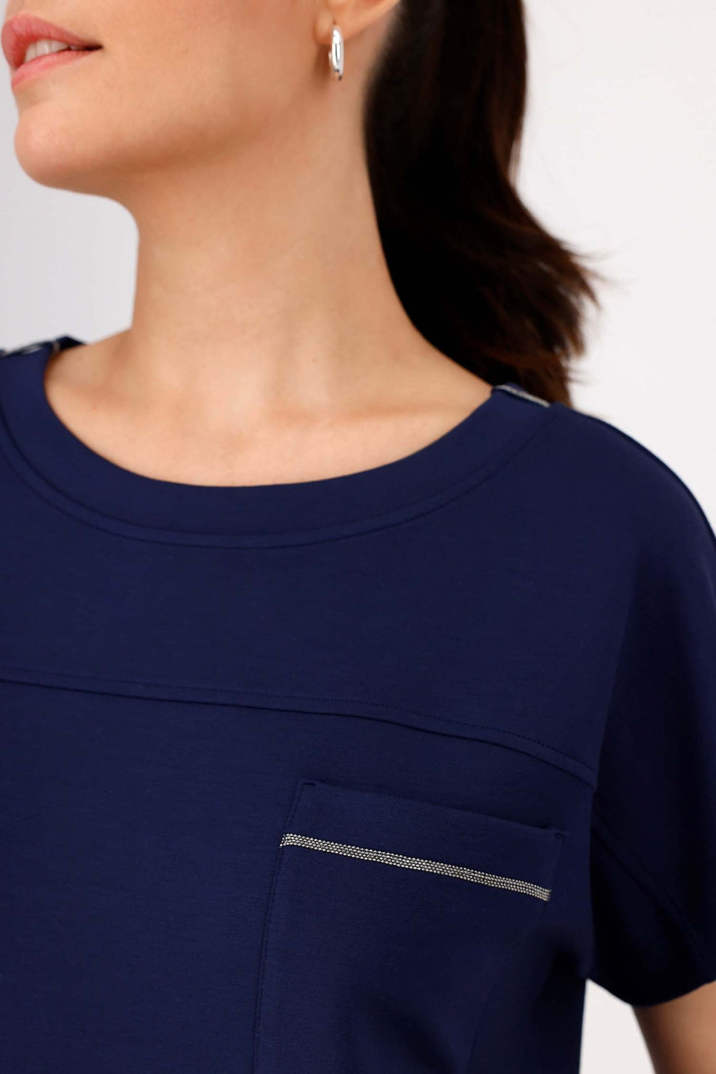 SS Sweatshirt w Pocket in Navy