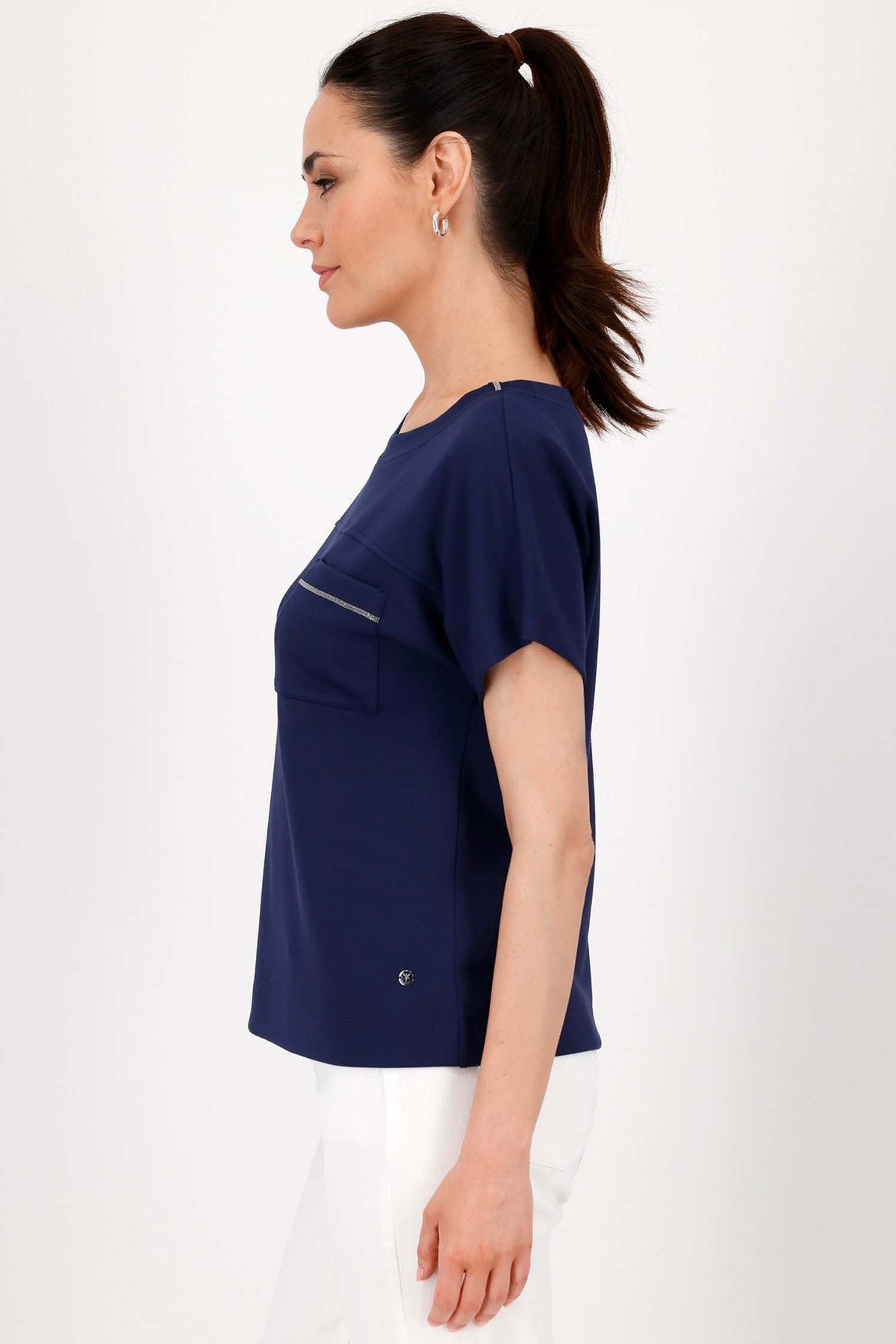 SS Sweatshirt w Pocket in Navy