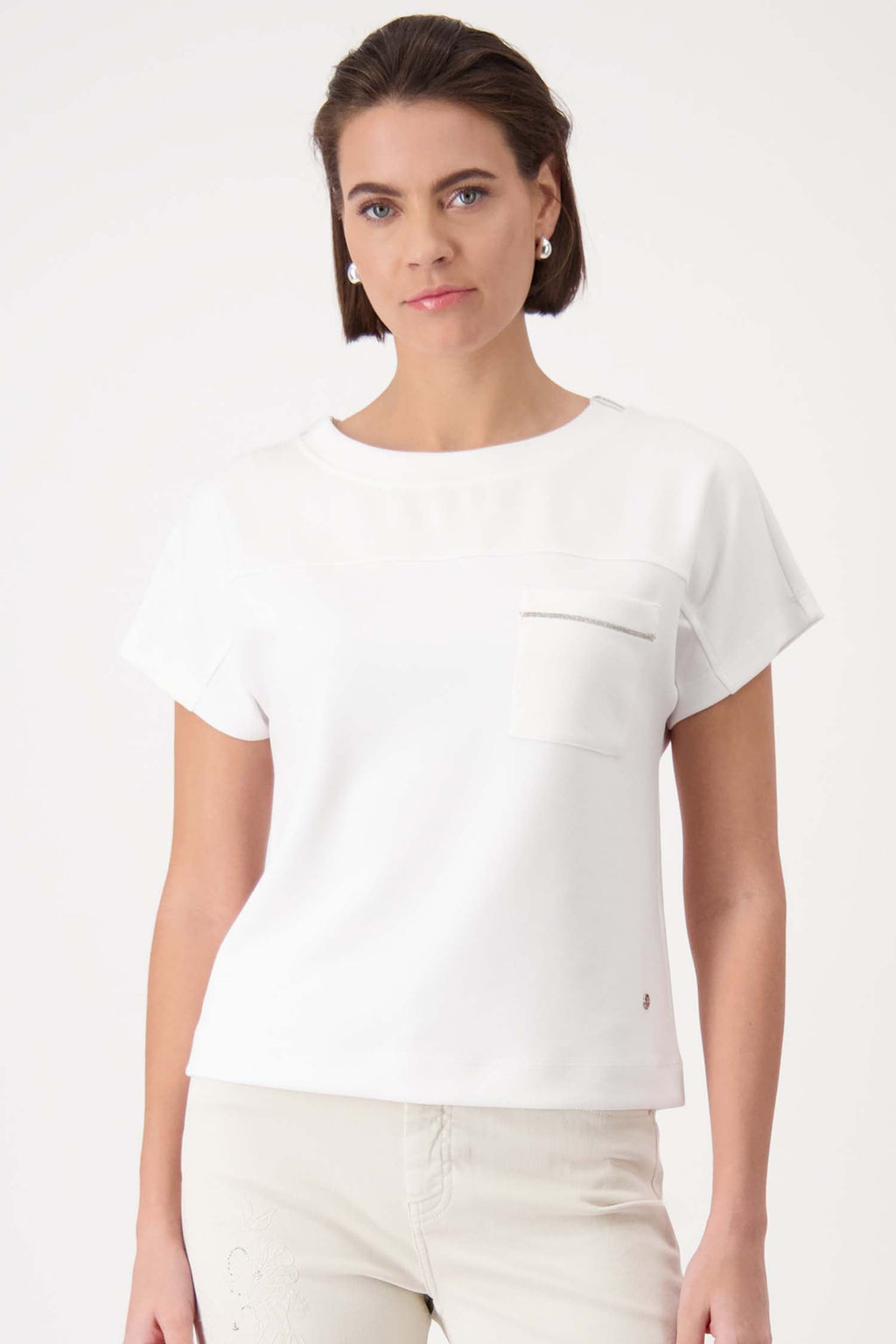 SS Sweatshirt w Pocket in White