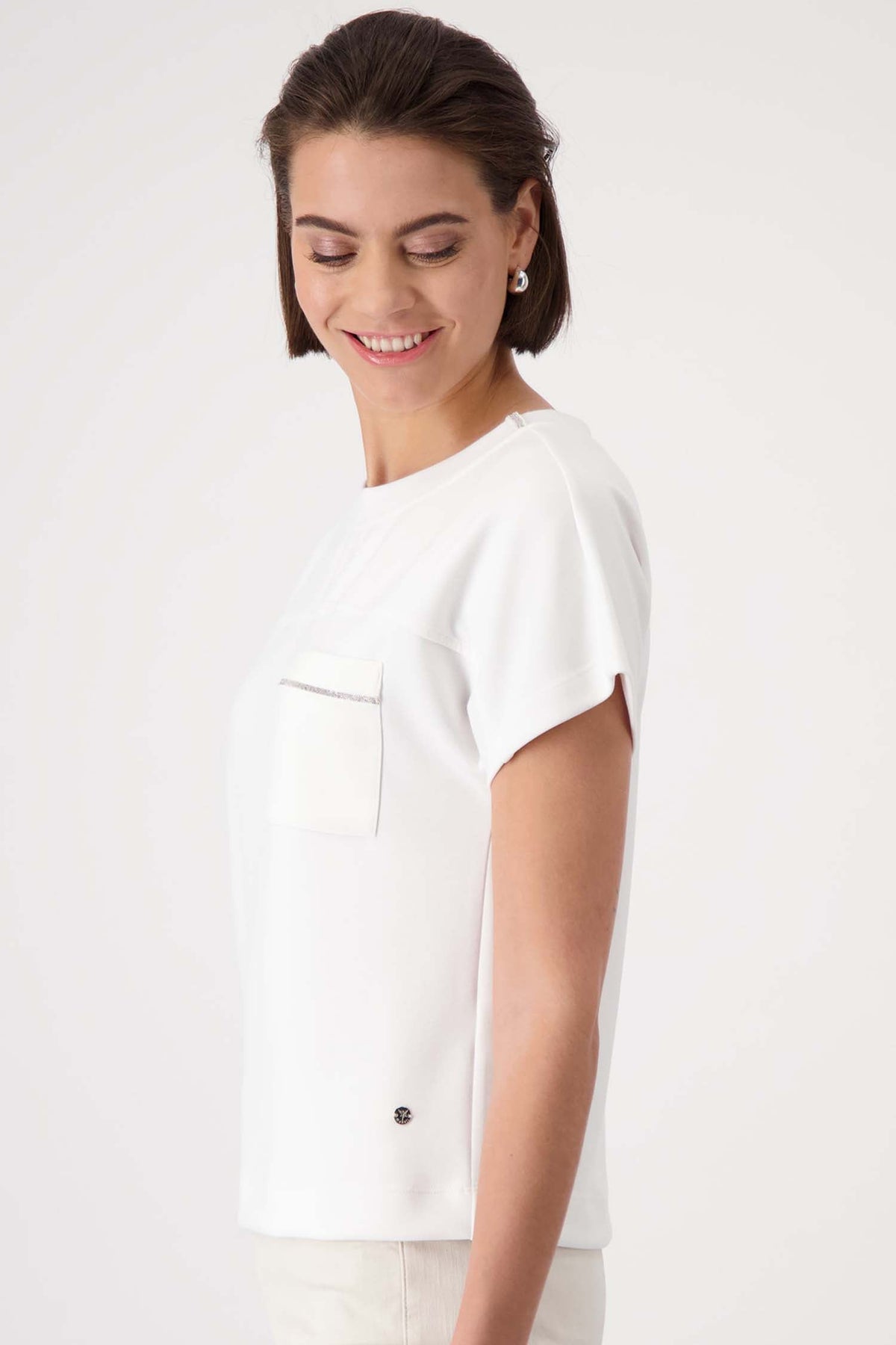 SS Sweatshirt w Pocket in White