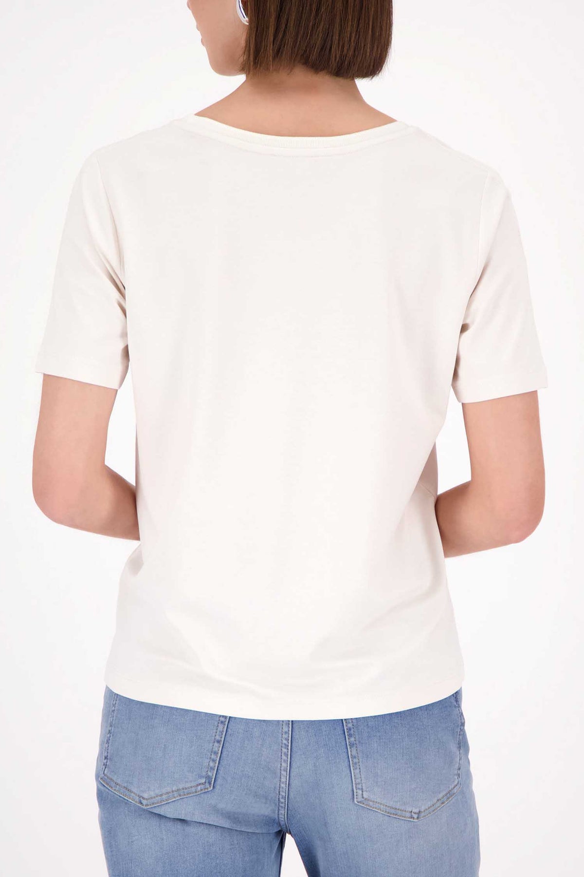 SS Tee w Pocket Jewel Detail in Beige