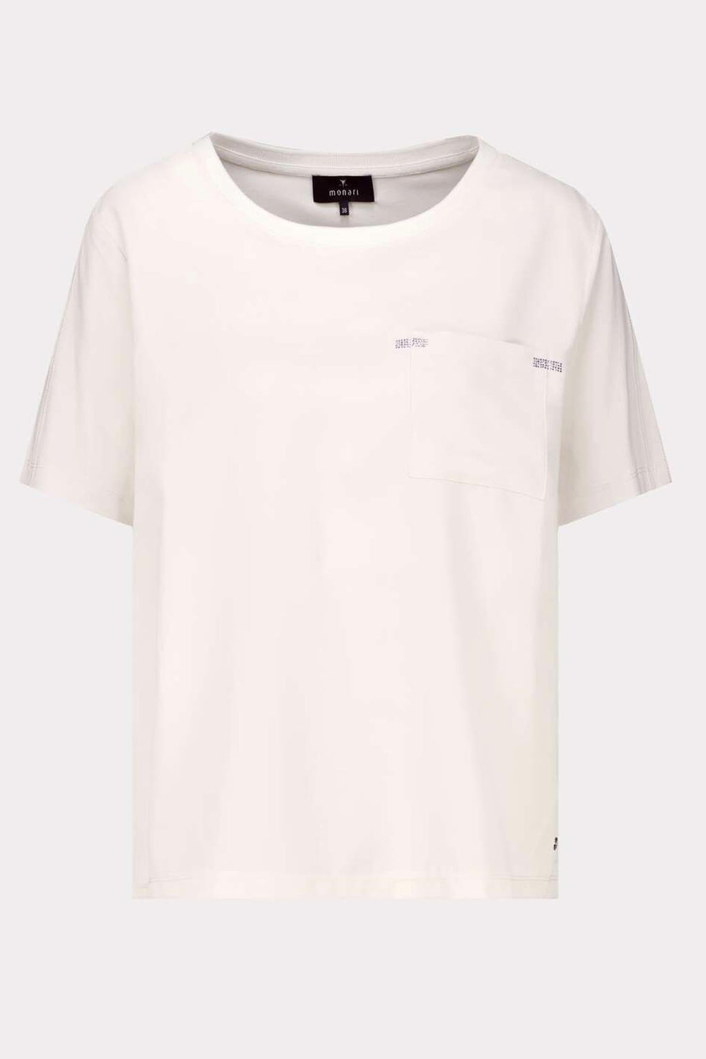 SS Tee w Pocket Jewel Detail in Beige