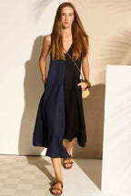 Saga Two Tone Dress in Ink Black | FINAL SALE