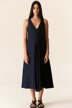 Saga Two Tone Dress in Ink Black | FINAL SALE