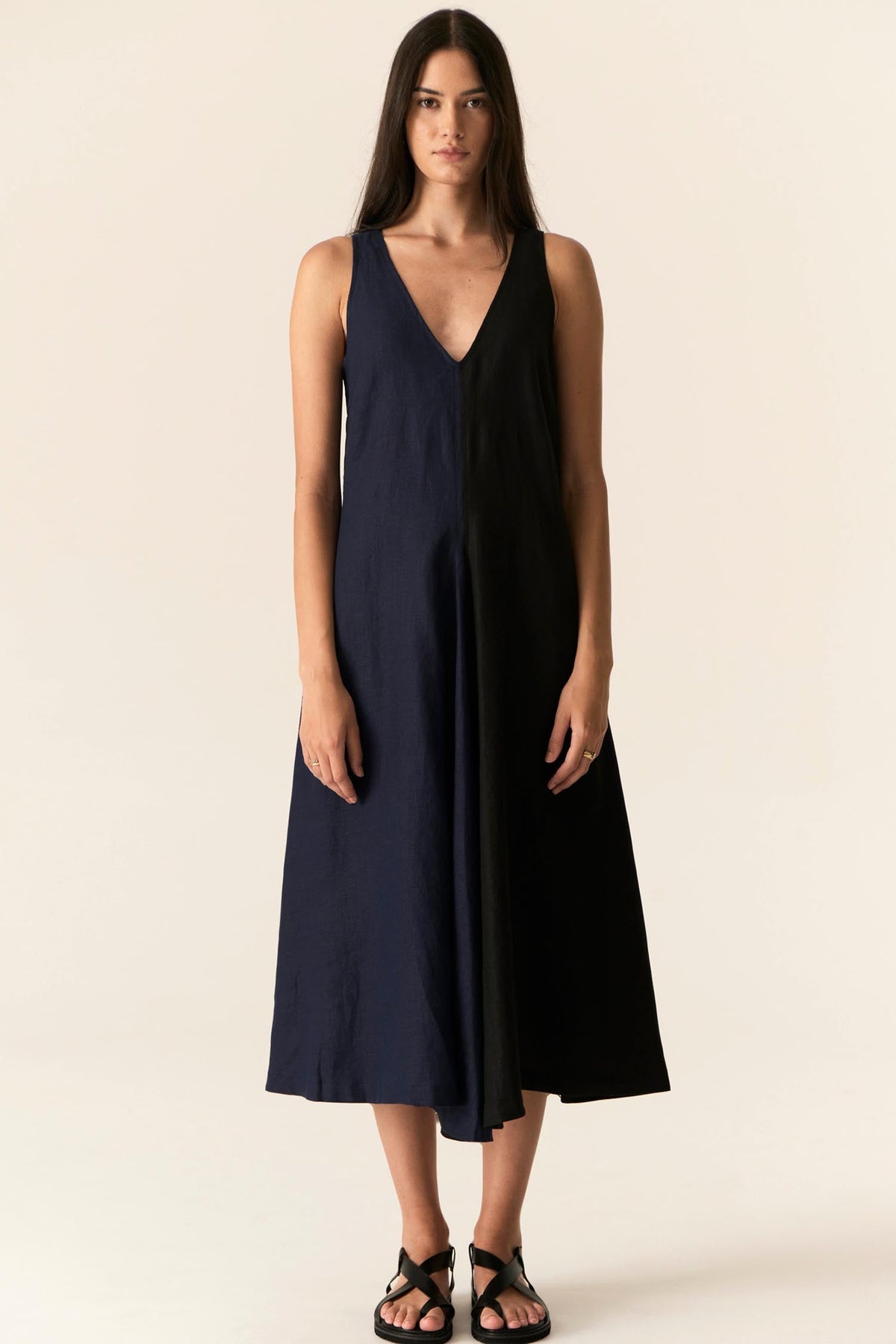 Saga Two Tone Dress in Ink Black | FINAL SALE