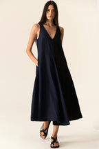 Saga Two Tone Dress in Ink Black | FINAL SALE