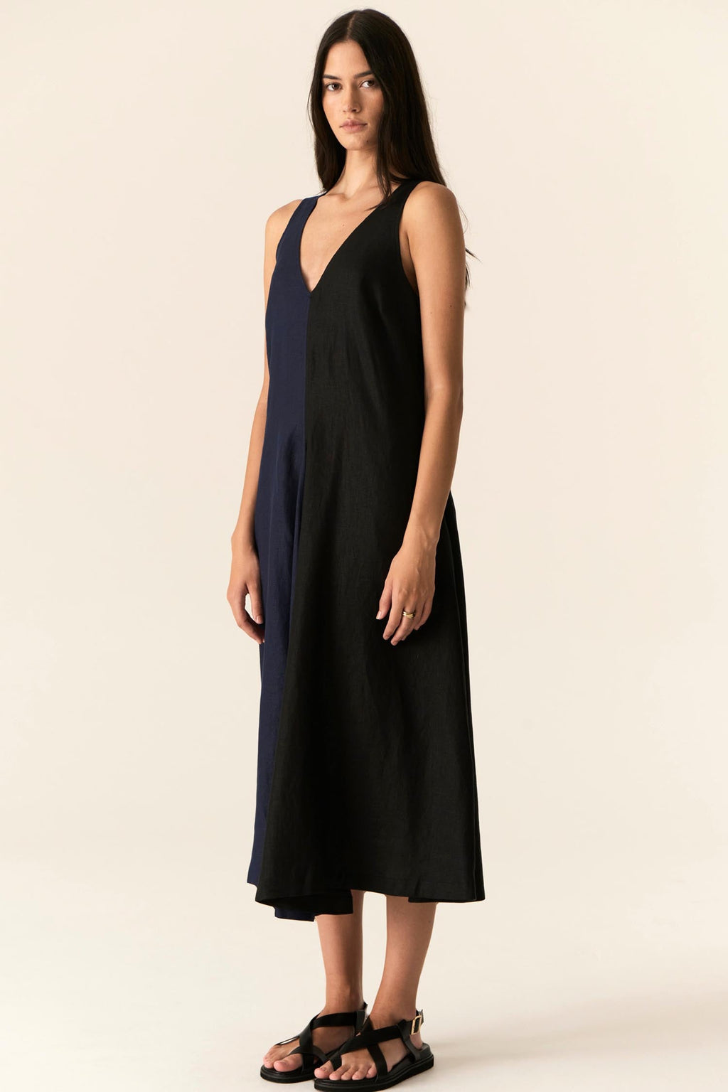 Saga Two Tone Dress in Ink Black | FINAL SALE