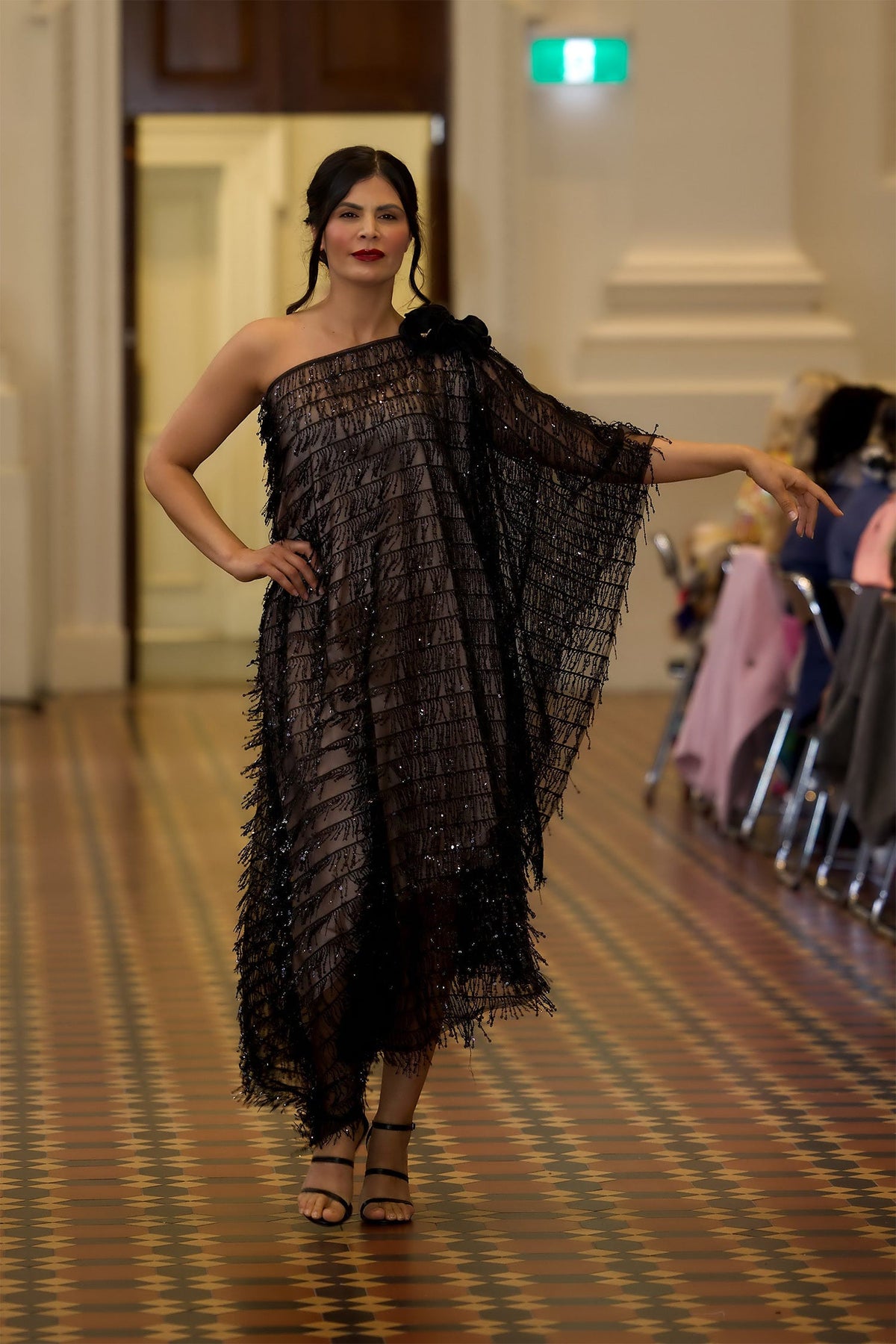 Selma Sequin Tassel Dress in Black