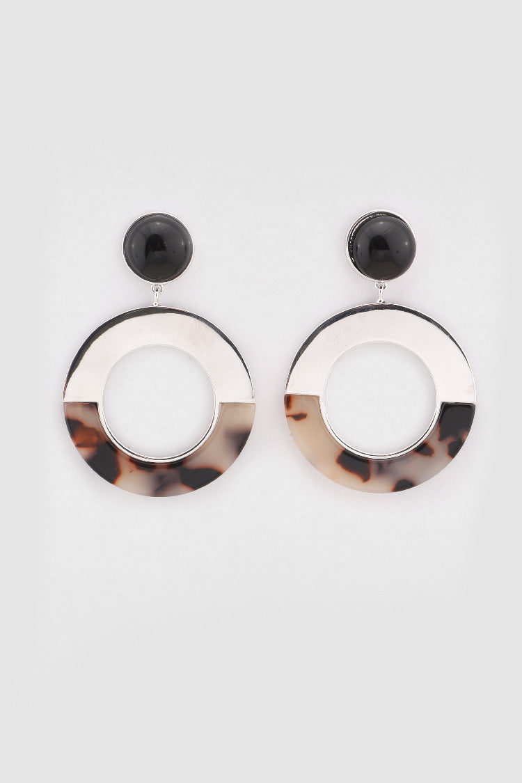 Selma Tortoise Shell Earrings in Silver