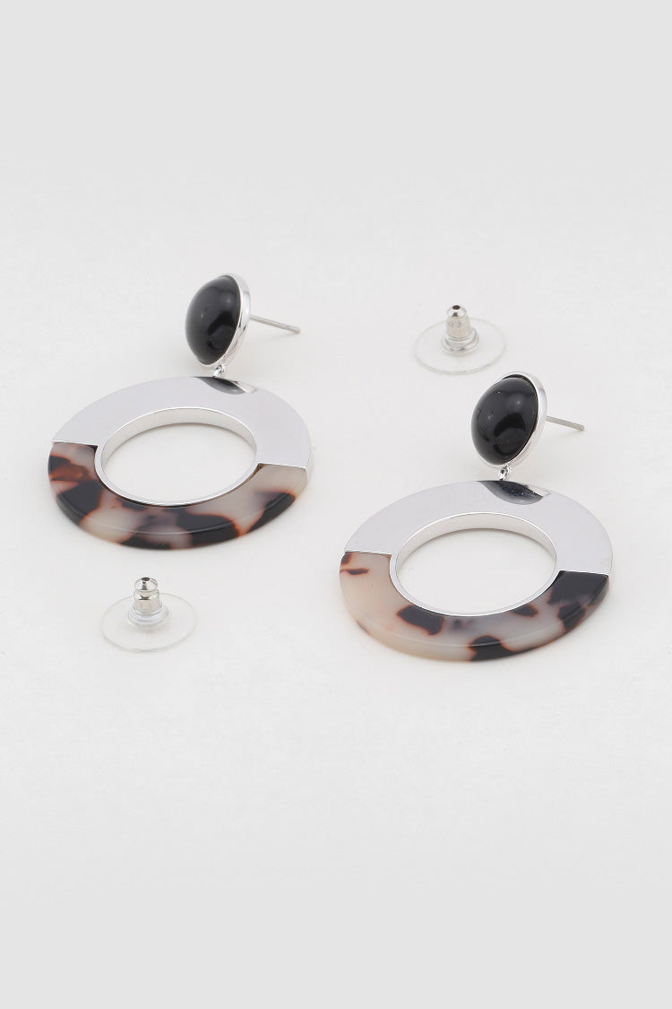 Selma Tortoise Shell Earrings in Silver