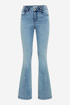 Shakira Slim Boot Leg Jean w Decorated Belt Loop in Used Light Blue