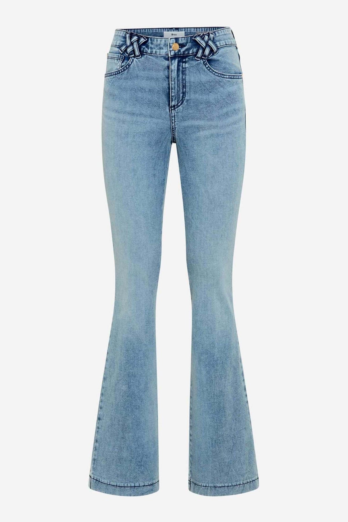 Shakira Slim Boot Leg Jean w Decorated Belt Loop in Used Light Blue