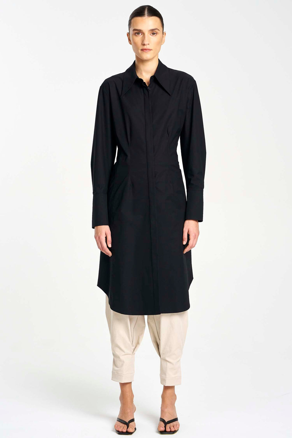 Shaped Shirt Dress in Black