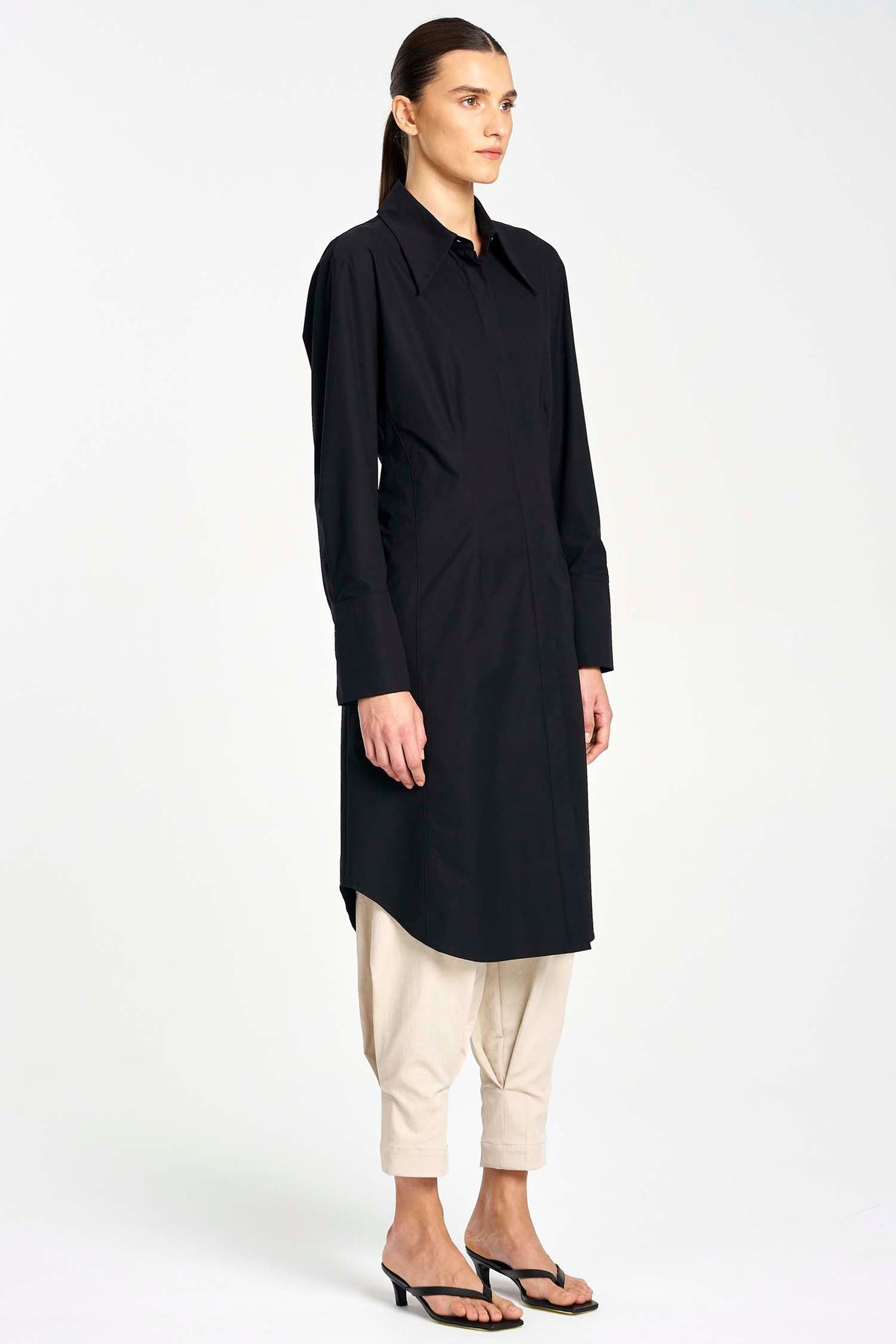 Shaped Shirt Dress in Black