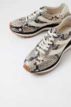 Sheryls Snake Leather Sneakers in Black White