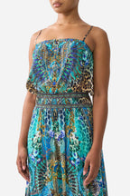 Shirred Waist Long Dress in Flamenco Euphoria