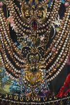 Shirred Waist Long Dress in Palace Zoology