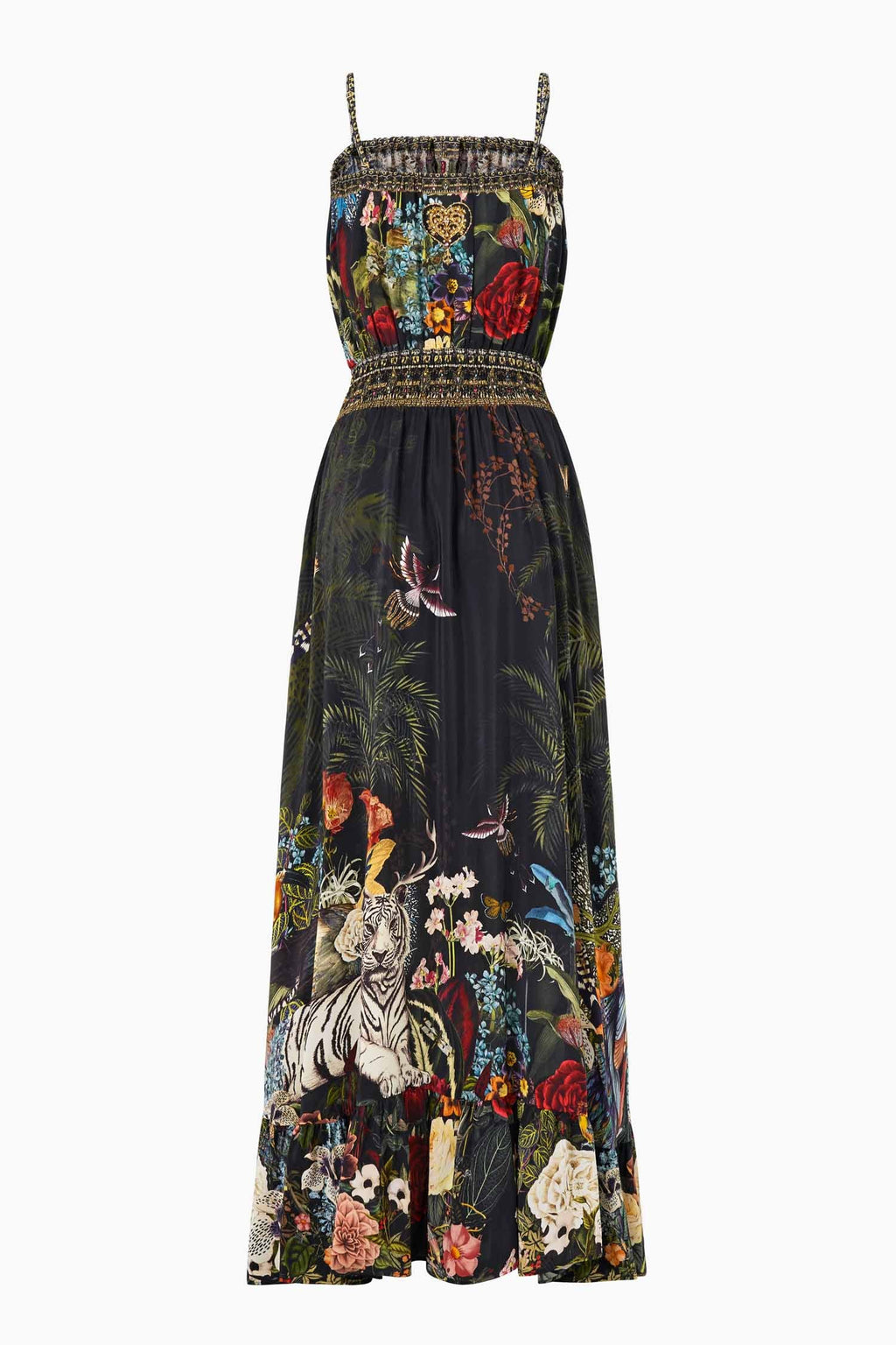 Shirred Waist Long Dress in Palace Zoology