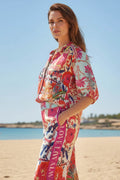 Mosaic Flowers Shortsleeve Blouse