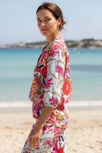 Mosaic Flowers Shortsleeve Blouse