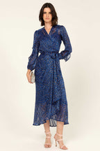 Shona Midi Wrap Dress in Cobalt Pink