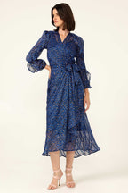 Shona Midi Wrap Dress in Cobalt Pink