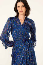 Shona Midi Wrap Dress in Cobalt Pink