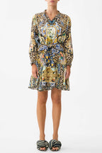 Short Tiered Shirtdress with Wide Waist Tie in Sevillian Style | FINAL SALE