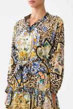 Short Tiered Shirtdress with Wide Waist Tie in Sevillian Style | FINAL SALE