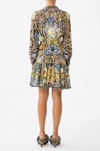Short Tiered Shirtdress with Wide Waist Tie in Sevillian Style | FINAL SALE