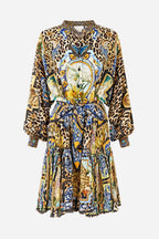 Short Tiered Shirtdress with Wide Waist Tie in Sevillian Style | FINAL SALE