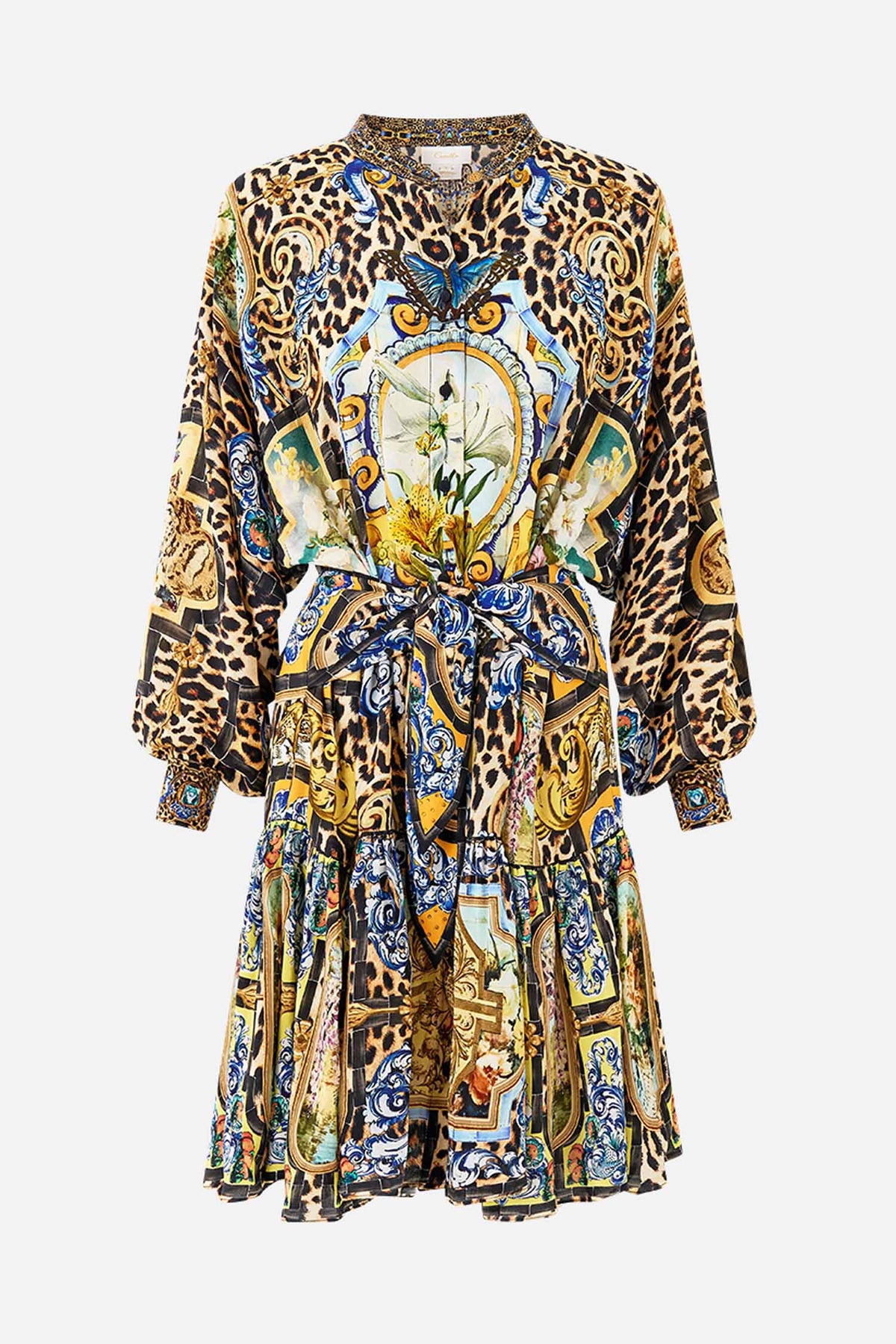 Short Tiered Shirtdress with Wide Waist Tie in Sevillian Style | FINAL SALE