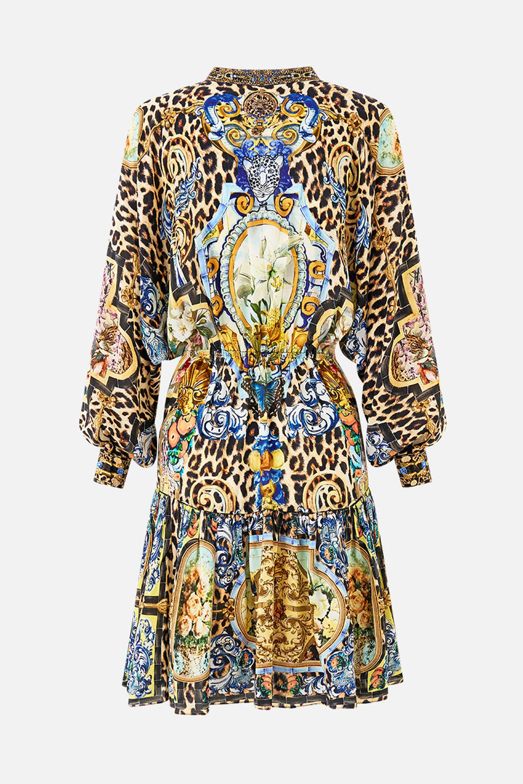 Short Tiered Shirtdress with Wide Waist Tie in Sevillian Style | FINAL SALE