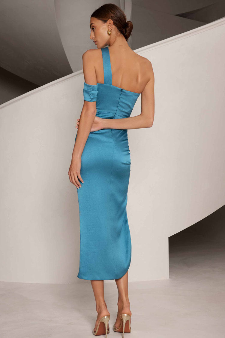Sierra Asym Dress in Teal Blue | FINAL SALE