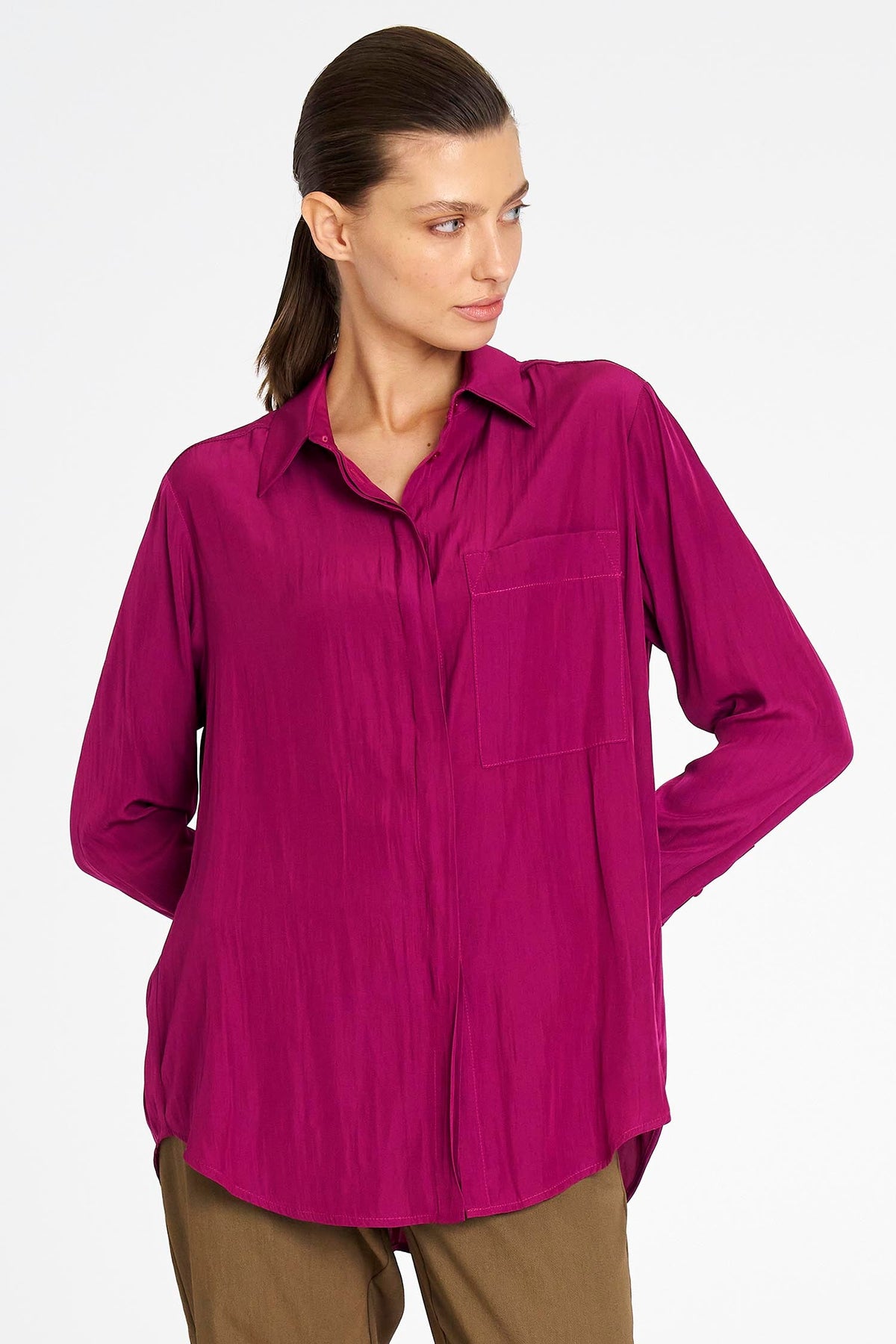 Single Pocket Shirt in Mulberry
