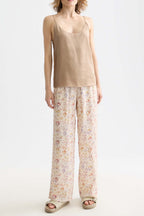 Woven Front Jersey Back Tank in Amphora
