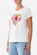 Slim Fit Round Neck T-Shirt in Painted Prayers