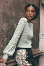 Solana Alpaca Wool Knit Top in Celadon