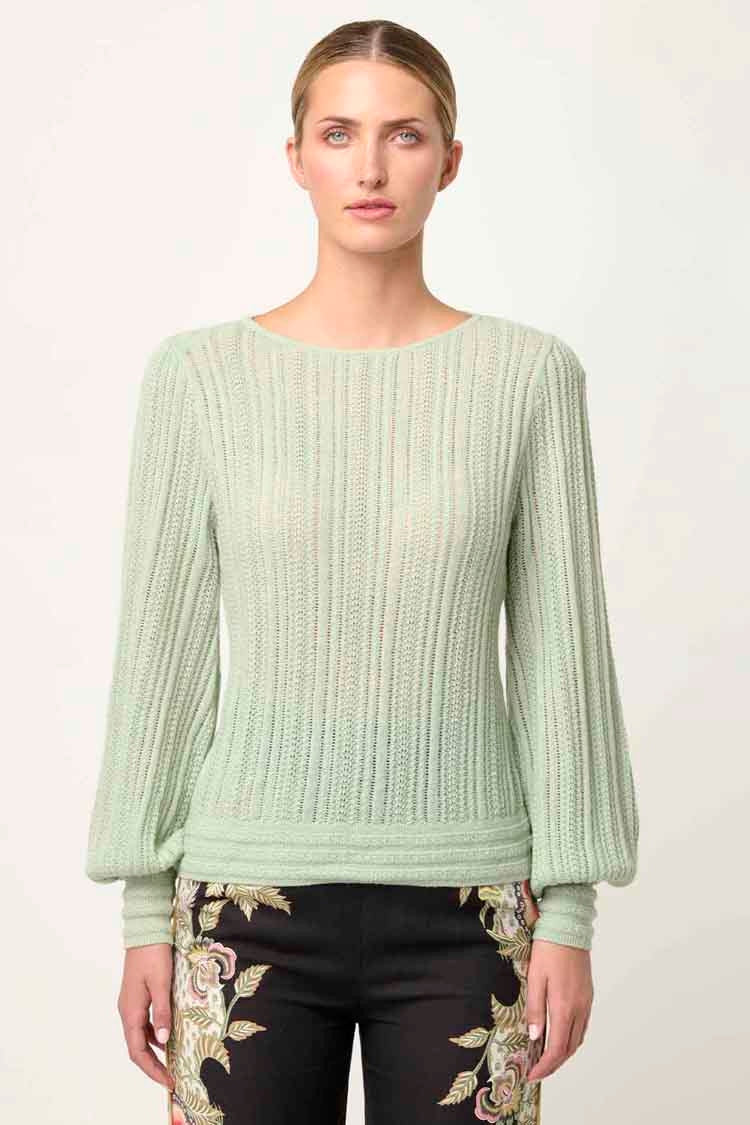 Solana Alpaca Wool Knit Top in Celadon